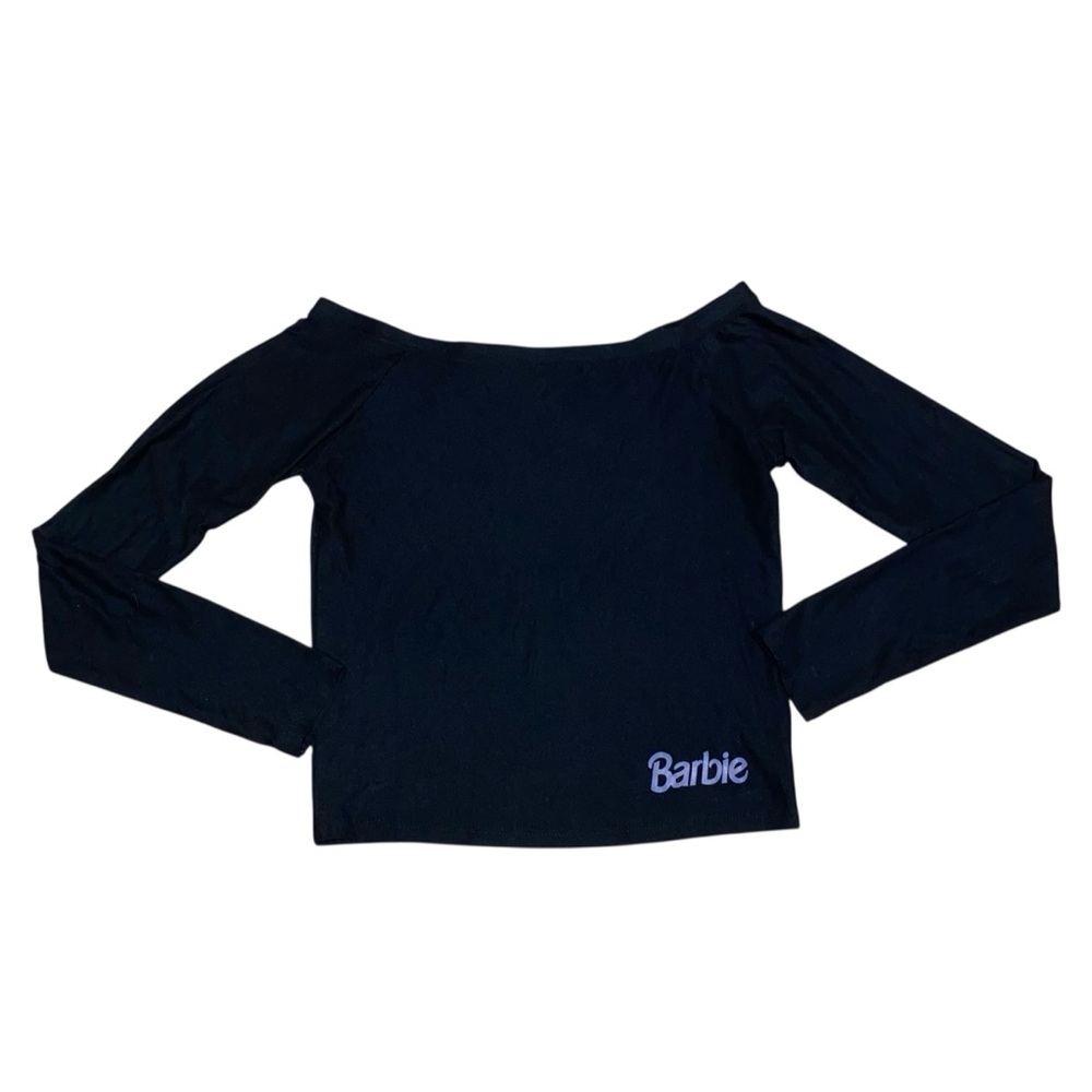 Barbie Retro Black Off-Shoulder Long Sleeve Top